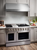 Thor Kitchen 5-Piece Pro Appliance Package - 48-Inch Dual Fuel Range, French Door Refrigerator, Dishwasher, Under Cabinet 11-Inch Tall Hood, and Microwave Drawer in Stainless Steel