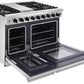 Thor Kitchen 6-Piece Appliance Package - 48-Inch Gas Range, Refrigerator with Water Dispenser, Pro Wall Mount Hood, Dishwasher, Microwave Drawer, & Wine Cooler in Stainless Steel
