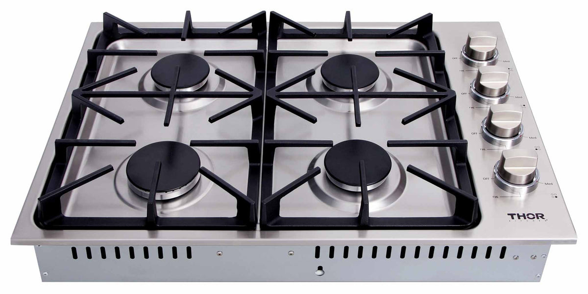 Thor Kitchen 6-Piece Pro Appliance Package - 30-Inch Gas Cooktop, Electric Wall Oven, Wall Mount Hood, Refrigerator, Dishwasher, & Microwave Drawer in Stainless Steel