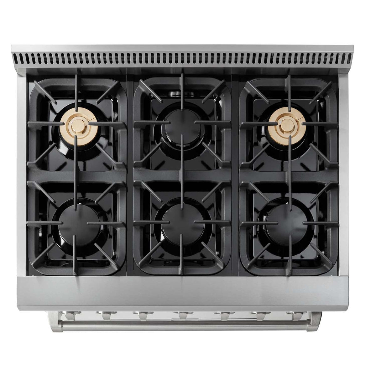 Thor Kitchen 6-Piece Pro Appliance Package - 36-Inch Dual Fuel Range, French Door Refrigerator, Pro-Style Wall Mount Hood, Dishwasher, Microwave Drawer, & Wine Cooler in Stainless Steel
