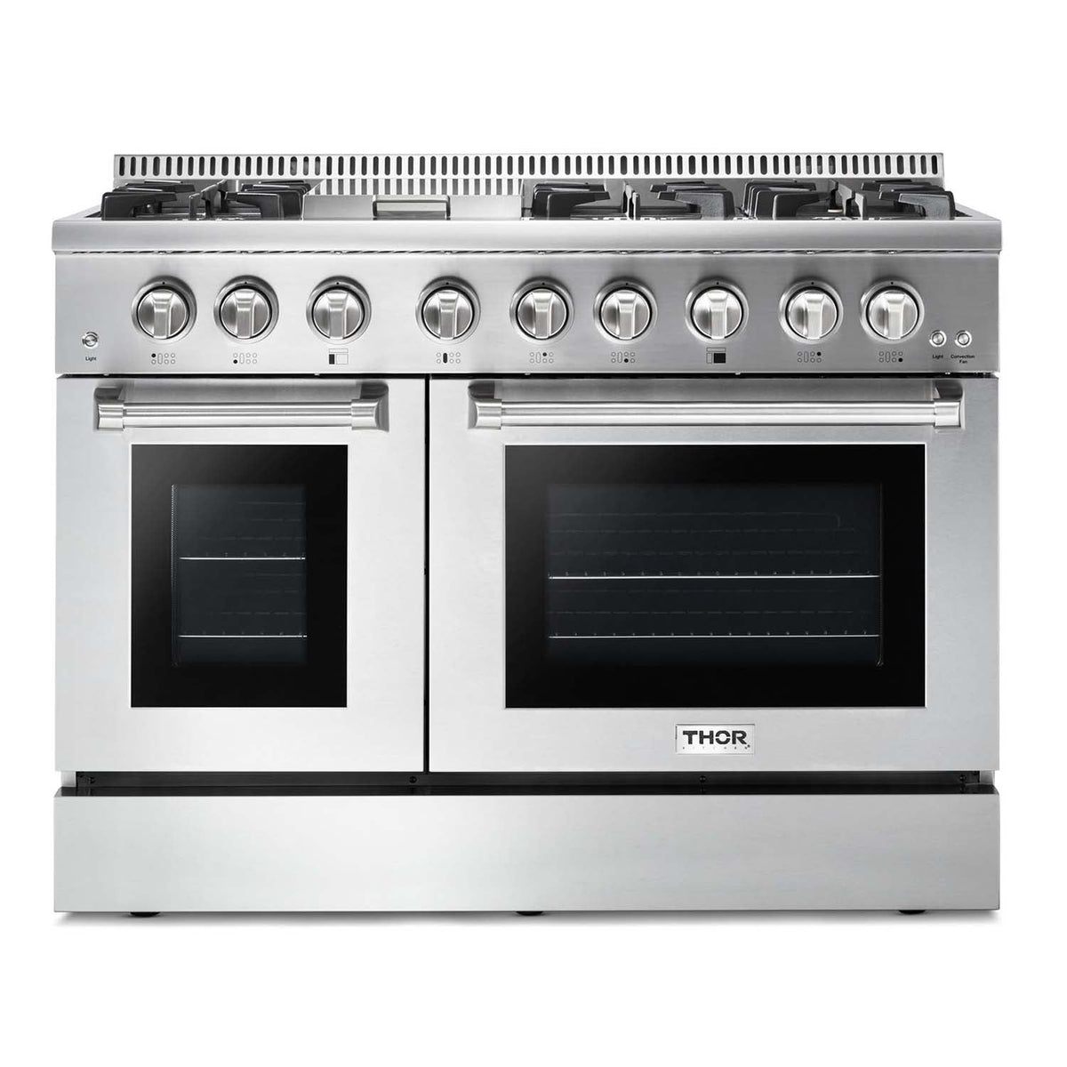 Thor Kitchen 6-Piece Pro Appliance Package - 48-Inch Dual Fuel Range, French Door Refrigerator, Dishwasher, Under Cabinet 11-Inch Tall Hood, Microwave Drawer, & Wine Cooler in Stainless Steel