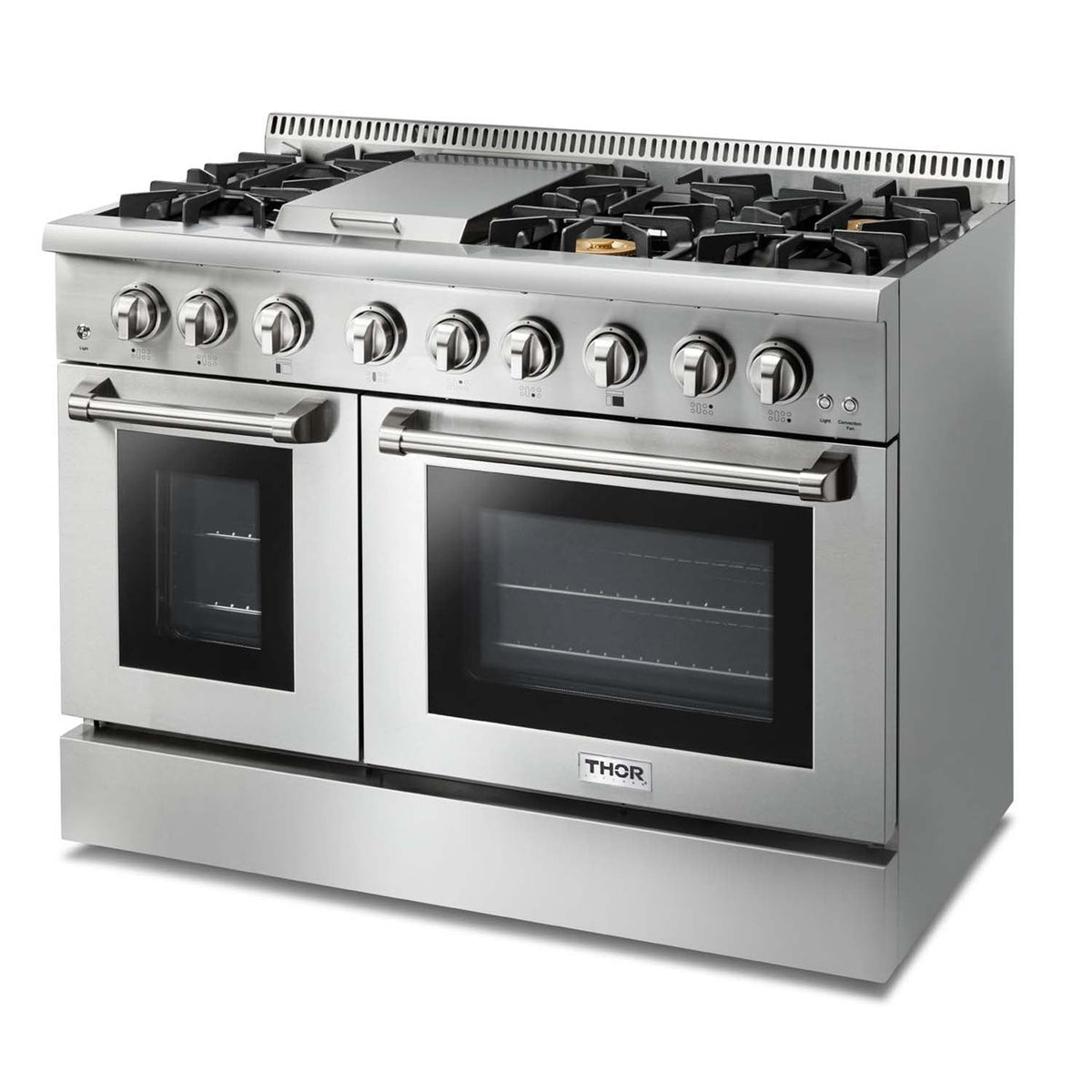 Thor Kitchen 6-Piece Pro Appliance Package - 48-Inch Dual Fuel Range, French Door Refrigerator, Dishwasher, Under Cabinet 11-Inch Tall Hood, Microwave Drawer, & Wine Cooler in Stainless Steel