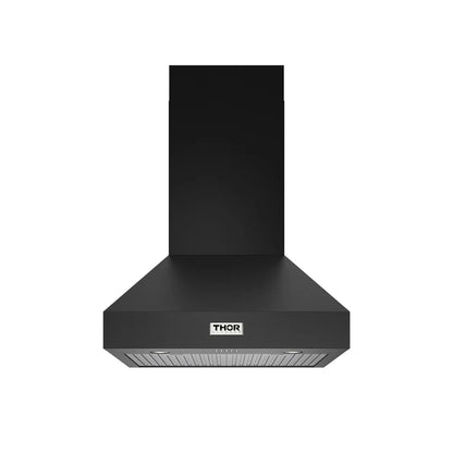 Thor Kitchen 30" Professional Wall Mount Pyramid Range Hood in Black with 800 CFM (TRH30PB)