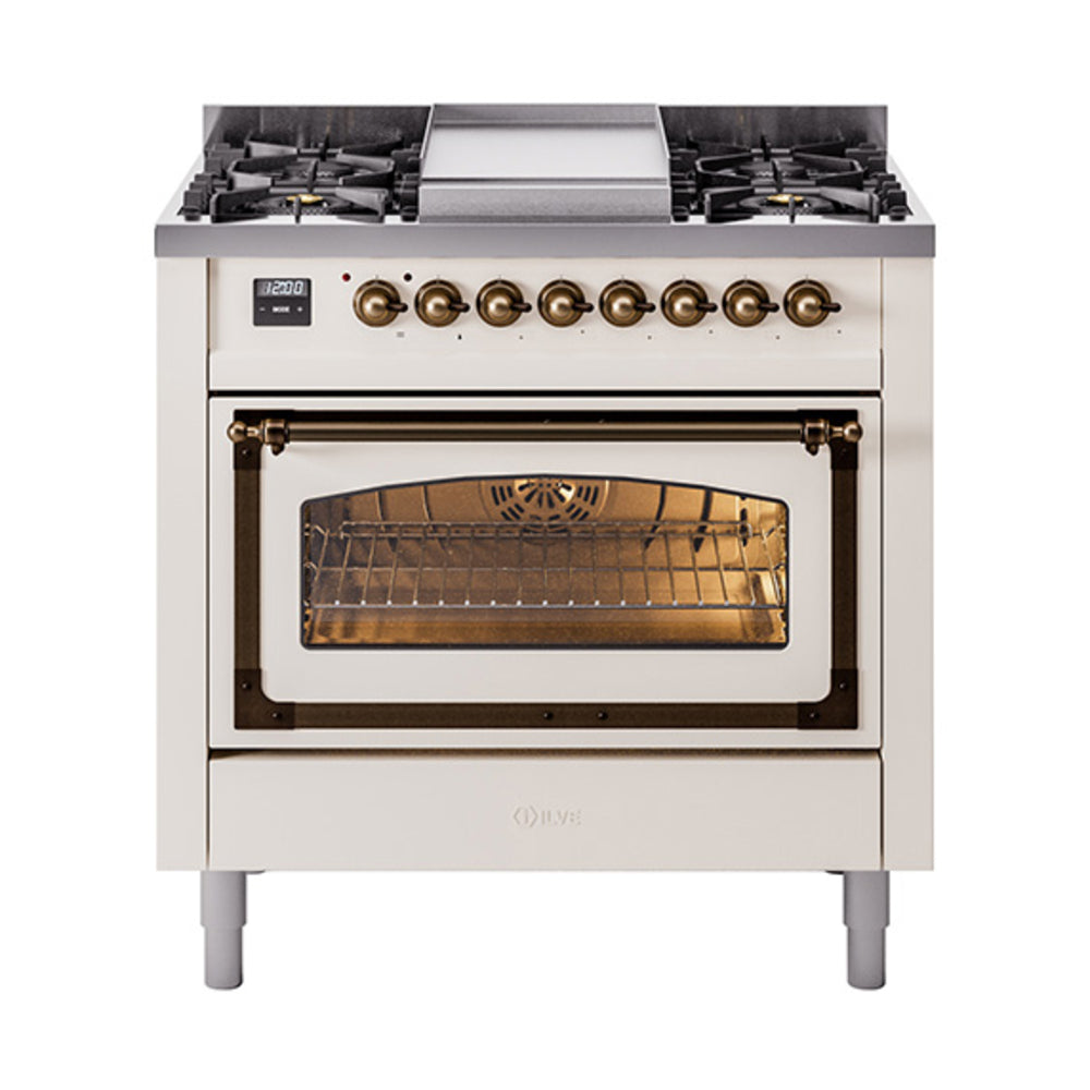 ILVE Nostalgie II Noblesse 36″ Dual Fuel Range Triple Glass Door -UN36FNMP