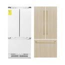 ZLINE Autograph Edition 36-Inch 19.6 cu. ft. Panel Ready Built-in 3-Door French Door Refrigerator with Internal Water and Ice Dispenser with Champagne Bronze Handles RBIVZ-36-CB
