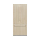 ZLINE Autograph Edition 36-Inch 19.6 cu. ft. Panel Ready Built-in 3-Door French Door Refrigerator with Internal Water and Ice Dispenser with Champagne Bronze Handles RBIVZ-36-CB