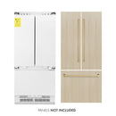 ZLINE Autograph Edition 36-Inch 19.6 cu. ft. Panel Ready Built-in 3-Door French Door Refrigerator with Internal Water and Ice Dispenser with Champagne Bronze Handles RBIVZ-36-CB