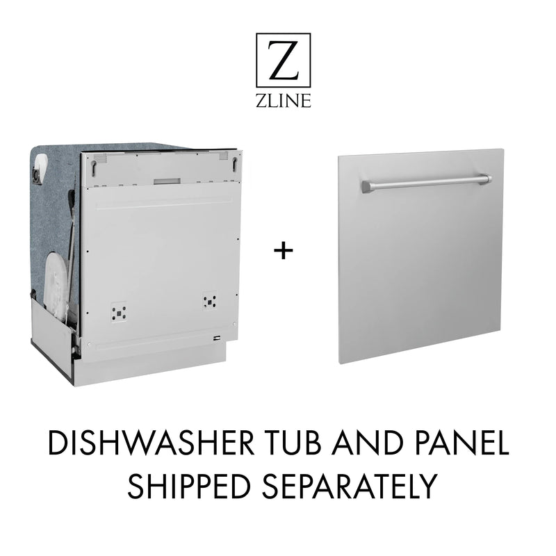 ZLINE Autograph Edition 24-Inch 3rd Rack Top Control Tall Tub Dishwasher in DuraSnow Stainless Steel with Matte Black Handle, 45 dBa (DWMTZ-SN-24-MB)