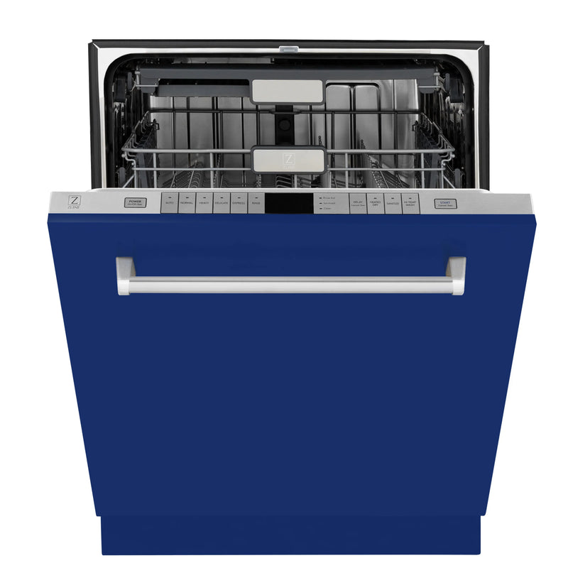 ZLINE 24-Inch Monument Series 3rd Rack Top Touch Control Dishwasher in Blue Gloss with Stainless Steel Tub, 45dBa (DWMT-BG-24)