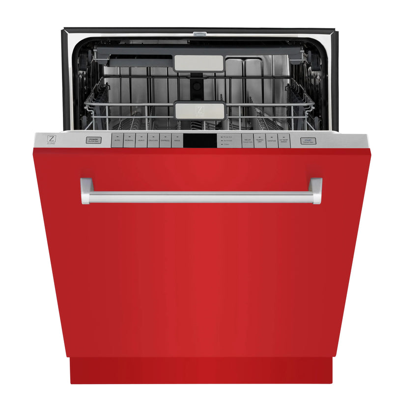 ZLINE 24-Inch Monument Series 3rd Rack Top Touch Control Dishwasher in Red Matte with Stainless Steel Tub, 45dBa (DWMT-RM-24)
