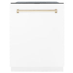 ZLINE Autograph Edition 24" 3rd Rack Top Touch Control Tall Tub Dishwasher in White Matte with Accent Handle, 51dBa (DWMTZ-WM-24)