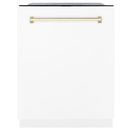ZLINE Autograph Edition 24" 3rd Rack Top Touch Control Tall Tub Dishwasher in White Matte with Accent Handle, 51dBa (DWMTZ-WM-24)