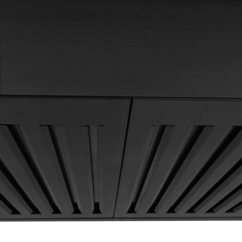 ZLINE 48-Inch Convertible Wall Mount Range Hood in Black Stainless Steel with Set of 2 Charcoal Filters, LED lighting, Baffle Filters (BSKBN-CF-48)