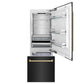 ZLINE 30" Autograph Edition 16.1 cu. ft. Built-in 2-Door Bottom Freezer Refrigerator with Internal Water and Ice Dispenser in Black Stainless Steel with Champagne Bronze Accents RBIVZ-BS-30-CB