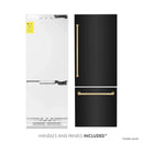 ZLINE 30" Autograph Edition 16.1 cu. ft. Built-in 2-Door Bottom Freezer Refrigerator with Internal Water and Ice Dispenser in Black Stainless Steel with Gold Accents RBIVZ-BS-30-G