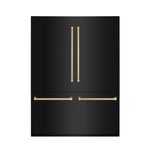 ZLINE 60" Autograph Edition 32.2 cu. ft. Built-in 4-Door French Door Refrigerator with Internal Water and Ice Dispenser in Black Stainless Steel with Champagne Bronze Accents RBIVZ-BS-60-CB
