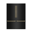 ZLINE 60" Autograph Edition 32.2 cu. ft. Built-in 4-Door French Door Refrigerator with Internal Water and Ice Dispenser in Black Stainless Steel with Champagne Bronze Accents RBIVZ-BS-60-CB