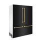 ZLINE 60" Autograph Edition 32.2 cu. ft. Built-in 4-Door French Door Refrigerator with Internal Water and Ice Dispenser in Black Stainless Steel with Champagne Bronze Accents RBIVZ-BS-60-CB
