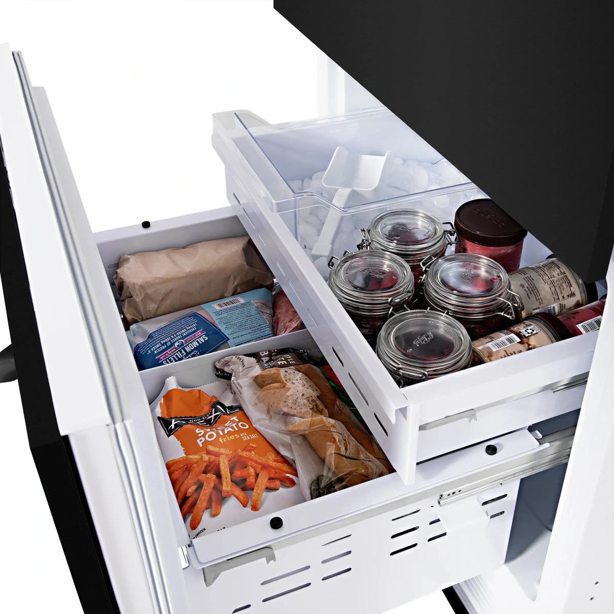 ZLINE 30" 16.1 cu. ft. Built-In 2-Door Bottom Freezer Refrigerator with Internal Water and Ice Dispenser in Black Stainless Steel RBIV-BS-30
