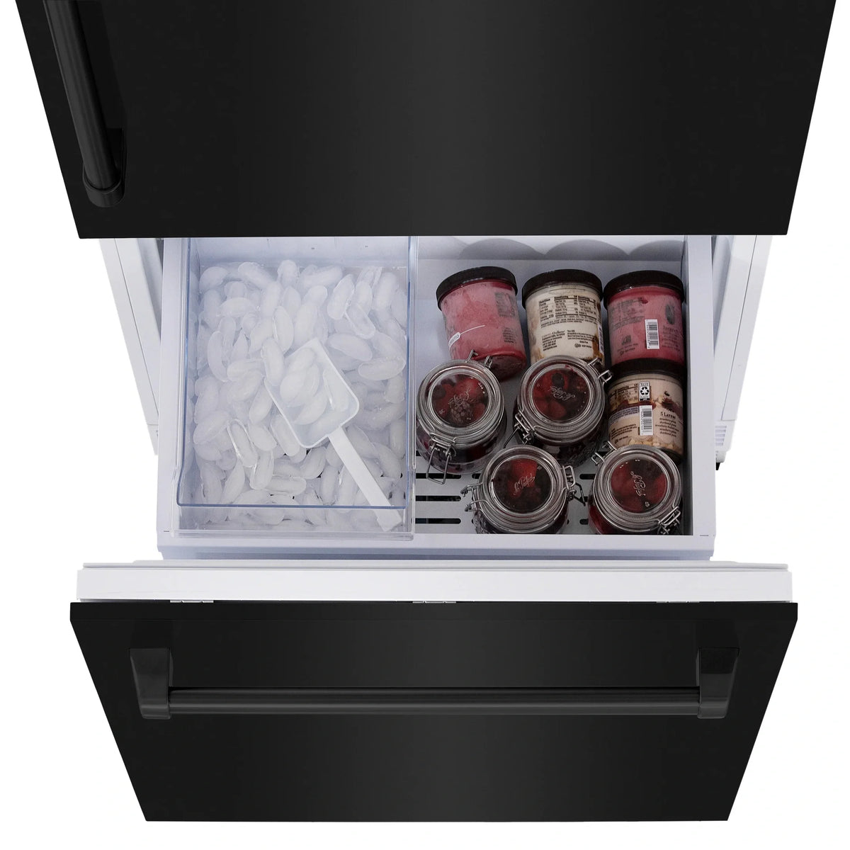 ZLINE 30" 16.1 cu. ft. Built-In 2-Door Bottom Freezer Refrigerator with Internal Water and Ice Dispenser in Black Stainless Steel RBIV-BS-30