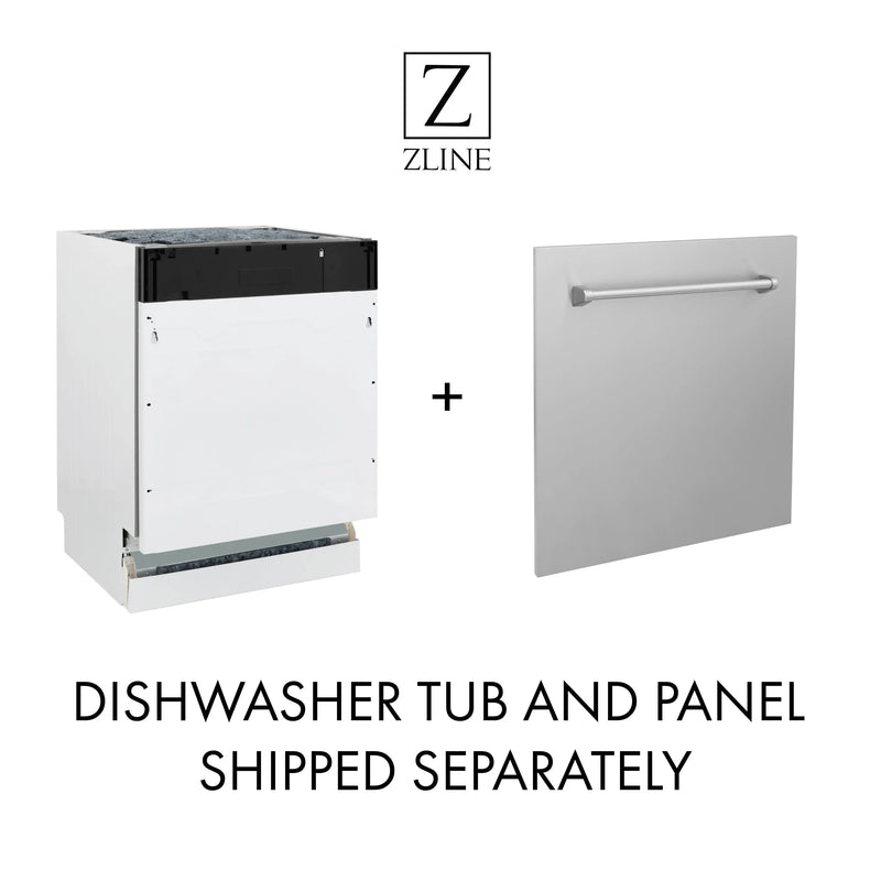 ZLINE Autograph Edition 24-Inch 3rd Rack Top Control Tall Tub Dishwasher in DuraSnow Stainless Steel with Gold Handle, 51dBa (DWVZ-SN-24-G)