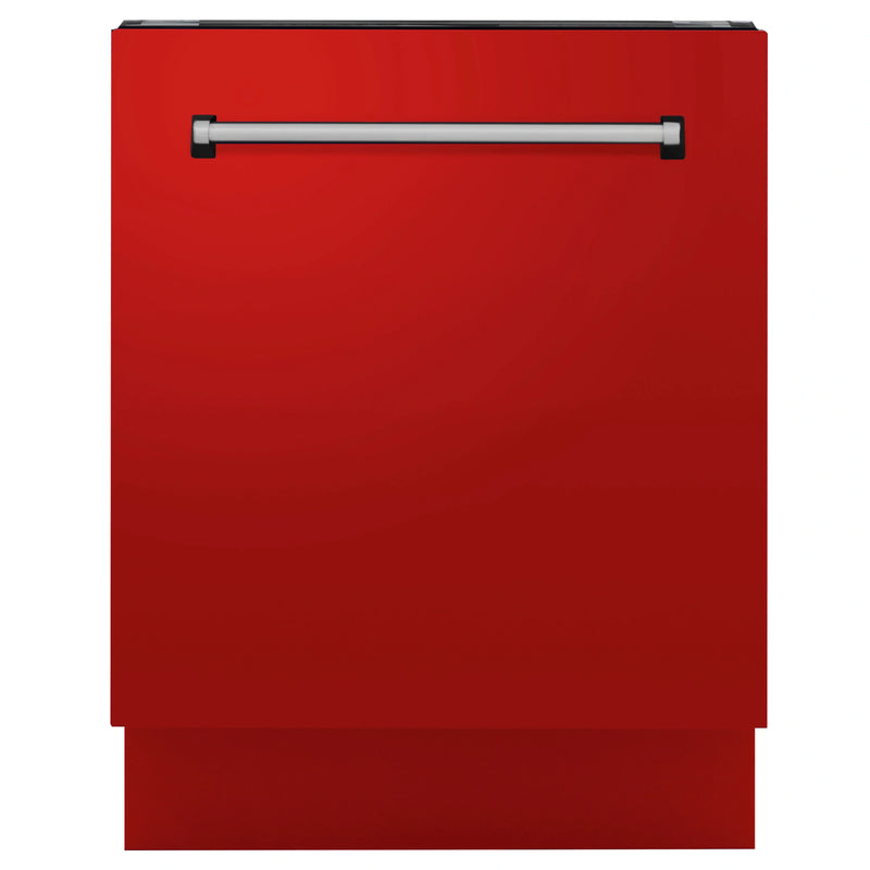 ZLINE 24-Inch Tallac Series 3rd Rack Dishwasher in Red Matte with Stainless Steel Tub, 51dBa (DWV-RM-24)