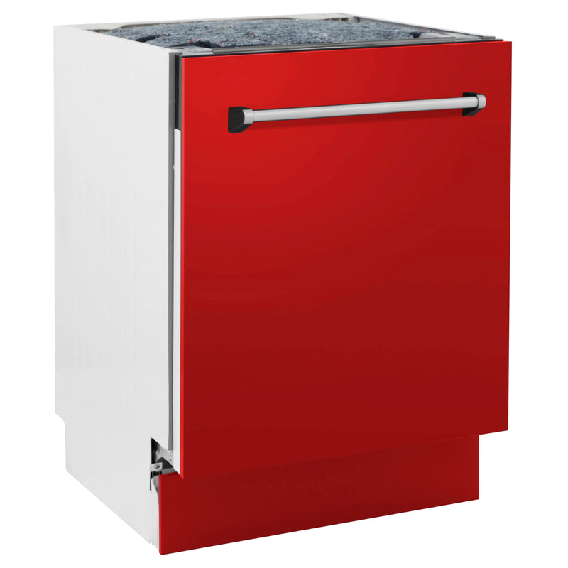 ZLINE 24-Inch Tallac Series 3rd Rack Dishwasher in Red Matte with Stainless Steel Tub, 51dBa (DWV-RM-24)