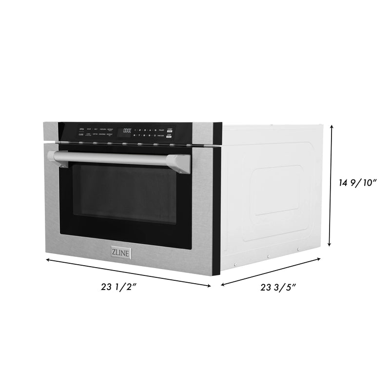 ZLINE 24-Inch 1.2 cu. ft. Built-in Microwave Drawer with a Traditional Handle in DuraSnow Stainless Steel (MWD-1-SS-H)