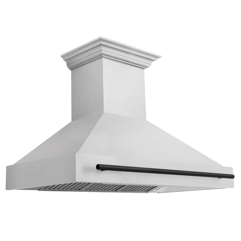 ZLINE Autograph Edition 2-Piece Appliance Package - 48-Inch Gas Range & Wall Mounted Range Hood in DuraSnow® Stainless Steel with Matte Black Trim (2AKPR-RGSRH48-MB)