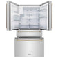 ZLINE 36" Autograph Edition 21.6 cu. ft Freestanding French Door Refrigerator with Water and Ice Dispenser in Fingerprint Resistant Stainless Steel with Accents (RFMZ-W-36)