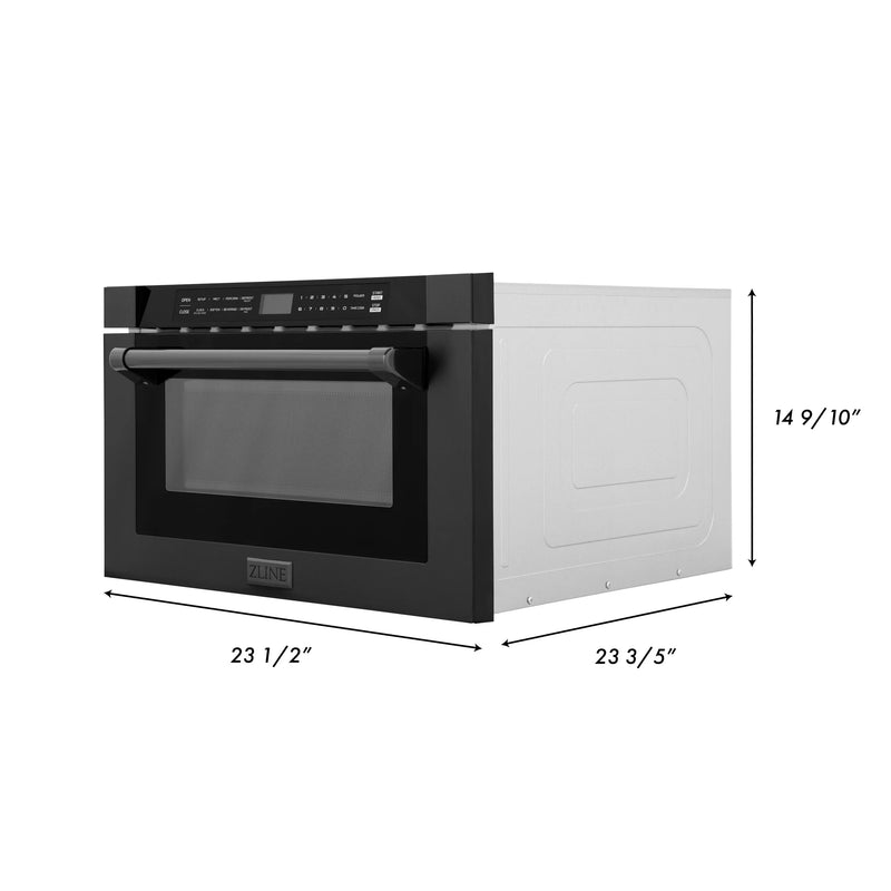 ZLINE 24-Inch 1.2 cu. ft. Built-in Microwave Drawer with a Traditional Handle in Black Stainless Steel (MWD-1-BS-H)