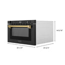 ZLINE Autograph Edition 24" 1.2 cu. ft. Built-in Microwave Drawer in Black Stainless Steel and Gold Accents MWDZ-1-BS-H-G