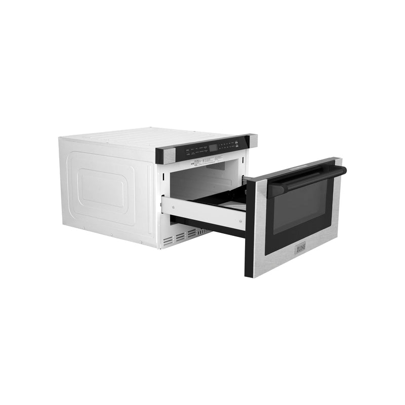 ZLINE Autograph Edition 24-Inch 1.2 cu. ft. Built-in Microwave Drawer in Finger Resistant Stainless Steel with Matte Black Accents (MWDZ-1-SS-H-MB)