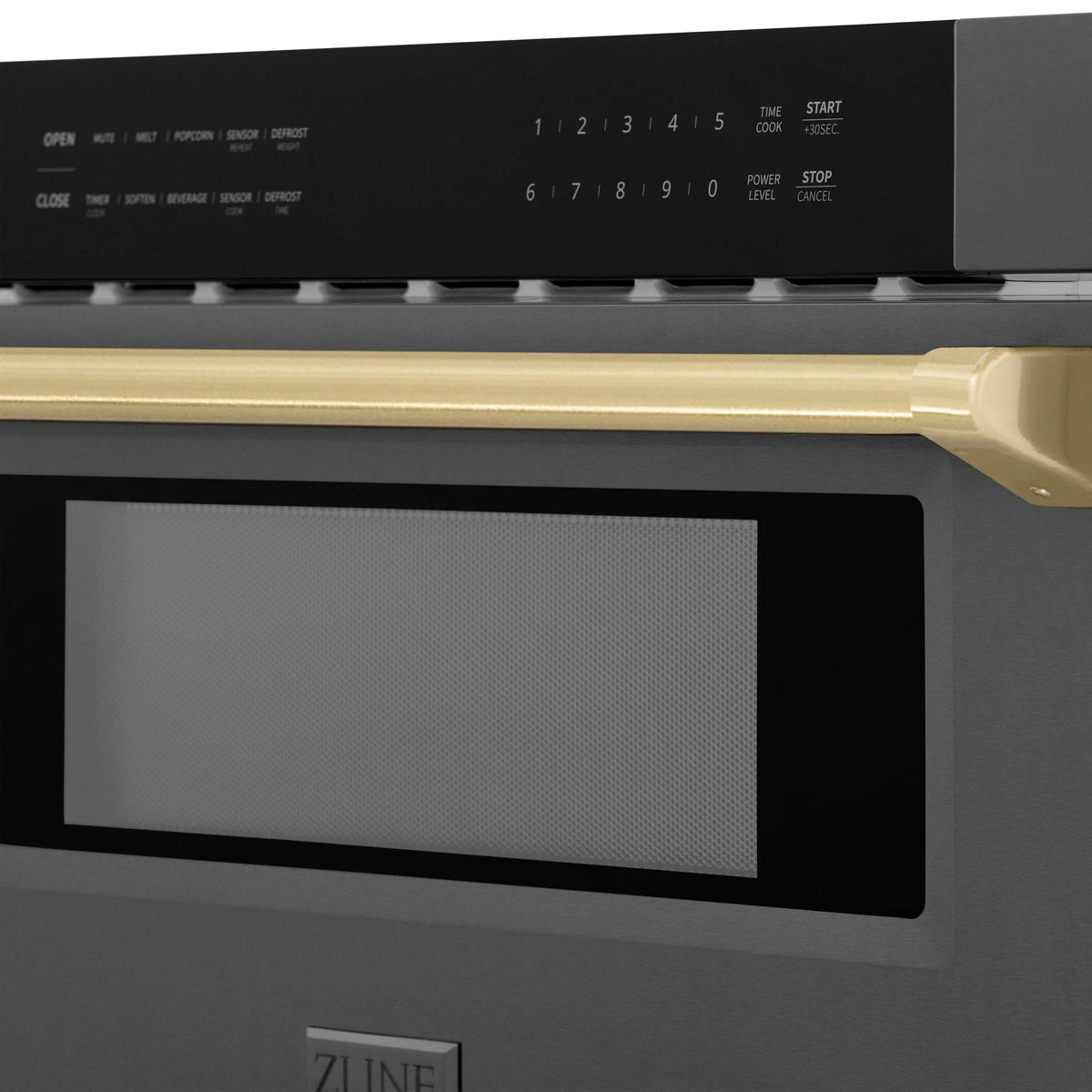 ZLINE Autograph Edition 30" 1.2 cu. ft. Built-in Microwave Drawer in Black Stainless Steel with Accents MWDZ-30-BS