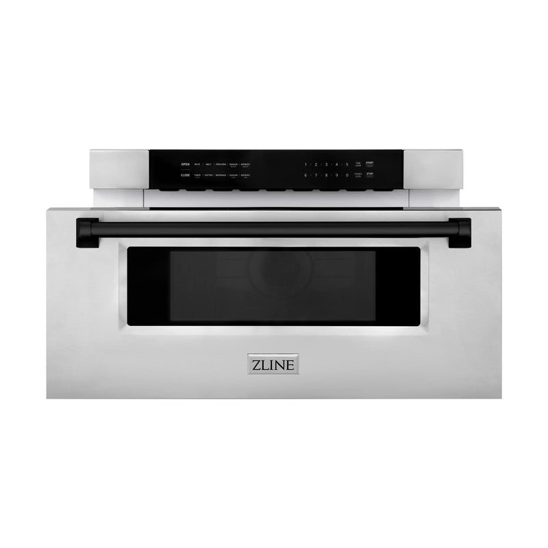 ZLINE Autograph Edition 30-Inch 1.2 cu. ft. Built-In Microwave Drawer in Stainless Steel with Matte Black Trim (MWDZ-30-MB)