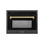 ZLINE Autograph Edition 24" 1.6 cu ft. Built-in Convection Microwave Oven in Black Stainless Steel with Accents MWOZ-24-BS