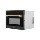 ZLINE Autograph Edition 24" 1.6 cu ft. Built-in Convection Microwave Oven in Black Stainless Steel with Accents MWOZ-24-BS