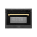 ZLINE Autograph Edition 24" 1.6 cu ft. Built-in Convection Microwave Oven in Black Stainless Steel with Accents MWOZ-24-BS