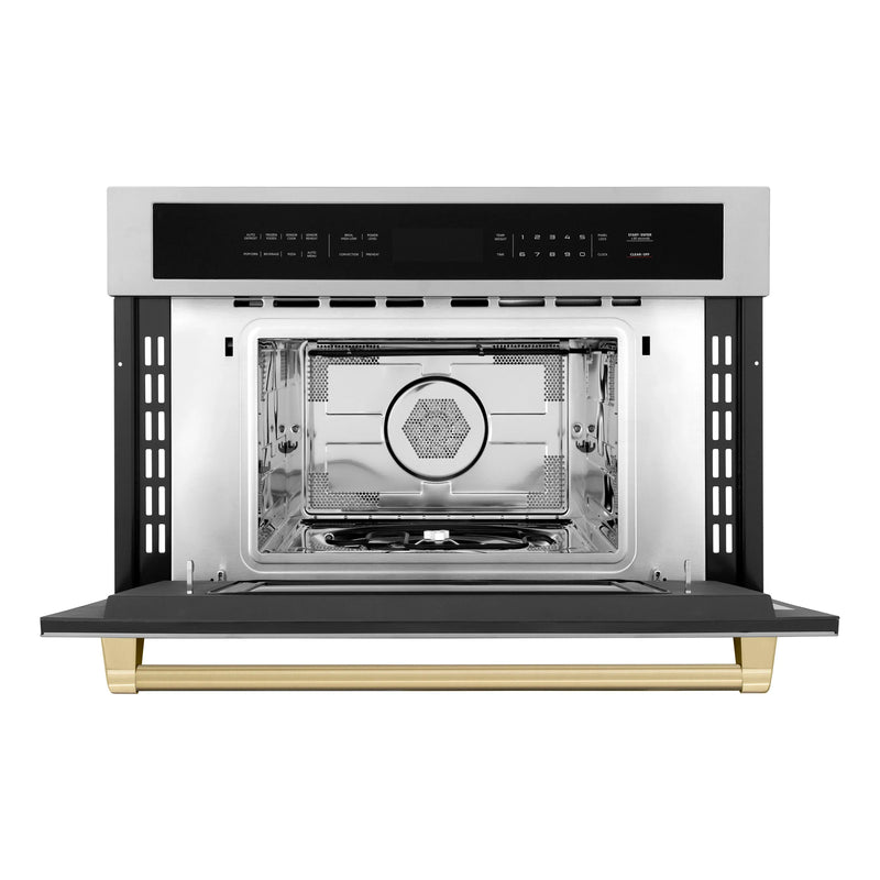 ZLINE Autograph Edition 30-Inch 1.6 cu ft. Built-in Convection Microwave Oven in Stainless Steel with Champagne Bronze Accents (MWOZ-30-CB)
