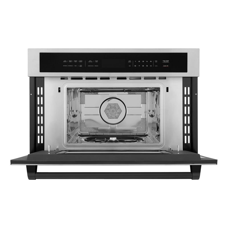 ZLINE Autograph Edition 30-Inch 1.6 cu ft. Built-in Convection Microwave Oven in Stainless Steel with Champagne Matte Black Accents (MWOZ-30-MB)