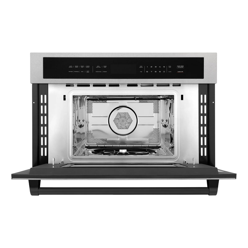 ZLINE Autograph Edition 30-Inch 1.6 cu ft. Built-in Convection Microwave Oven in Fingerprint Resistant Stainless Steel with Matte Black Accents (MWOZ-30-SS-MB)