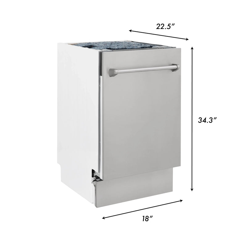 ZLINE 18 Tallac Series 3rd Rack Top Control Dishwasher in Unfinished Wood with Stainless Steel Tub, 51dBa (DWV-UF-18)