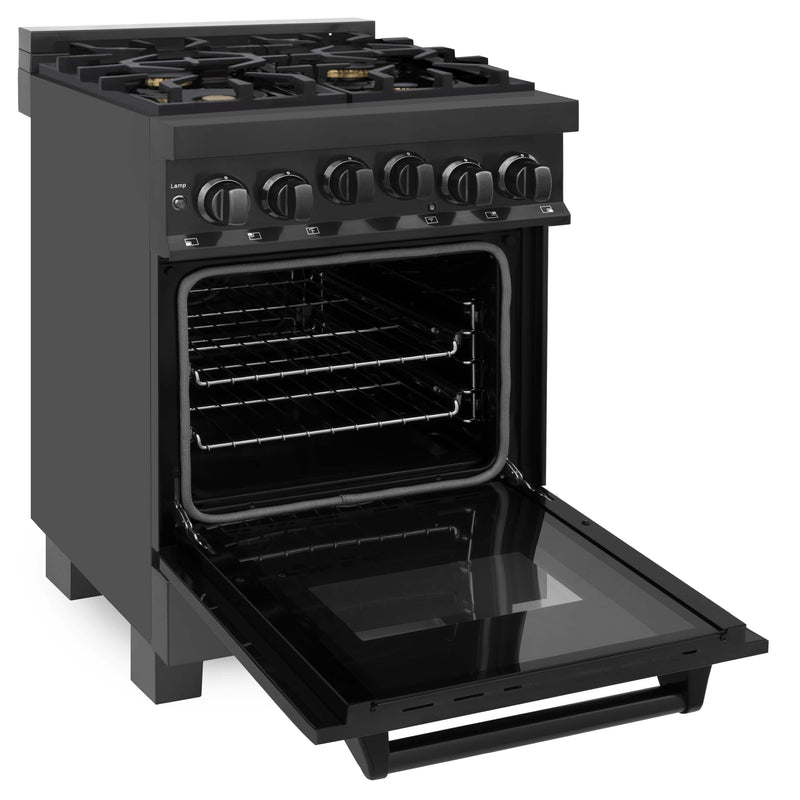ZLINE 24-Inch 2.8 cu. ft. Range with Gas Stove and Gas Oven in Black Stainless Steel (RGB-BR-24)