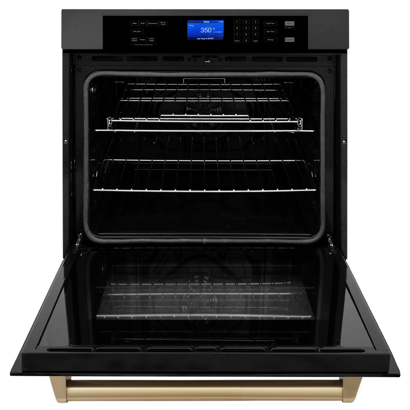 ZLINE 30-Inch Autograph Edition Single Wall Oven with Self Clean and True Convection in Black Stainless Steel and Champagne Bronze (AWSZ-30-BS-CB)