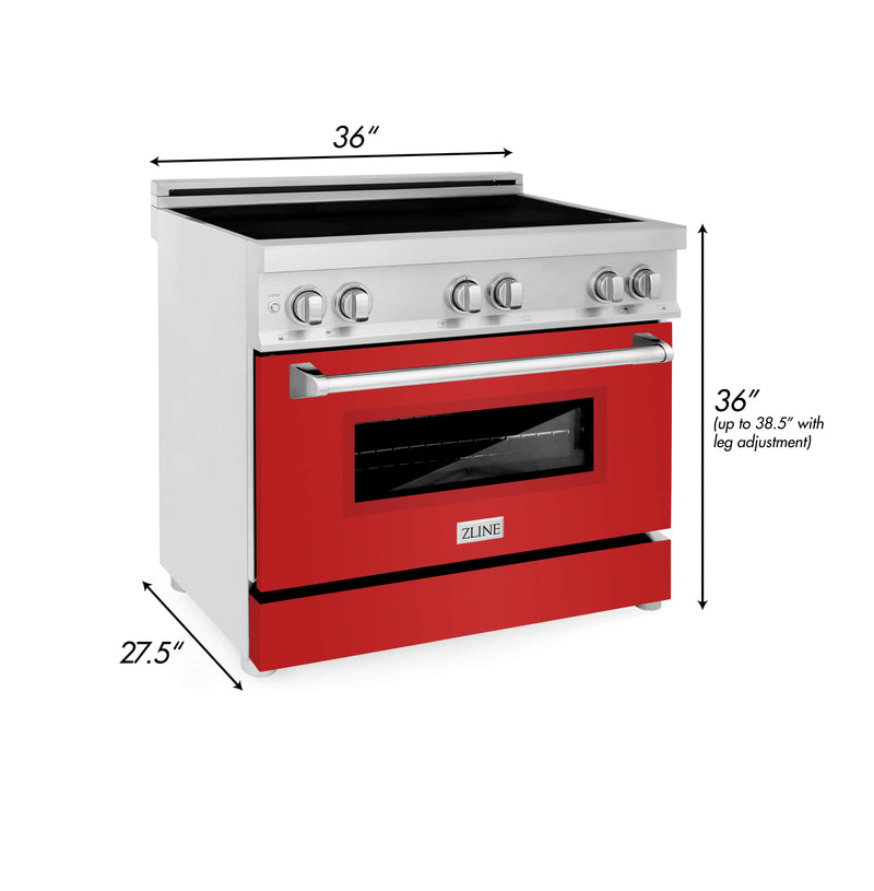 ZLINE 36-Inch 4.6 cu. ft. Induction Range with a 4 Element Stove and Electric Oven in Red Matte (RAIND-RM-36)
