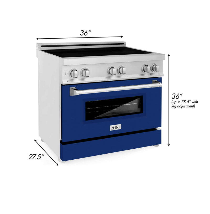 ZLINE 36-Inch 4.6 cu. ft. Induction Range with a 4 Element Stove and Electric Oven in Blue Gloss (RAIND-BG-36)