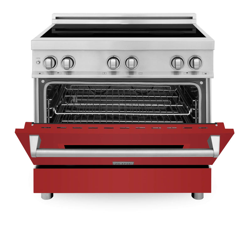 ZLINE 36-Inch 4.6 cu. ft. Induction Range with a 4 Element Stove and Electric Oven in Red Matte (RAIND-RM-36)