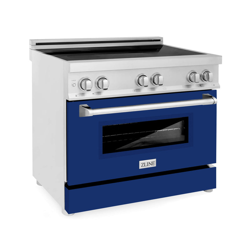 ZLINE 36-Inch 4.6 cu. ft. Induction Range with a 4 Element Stove and Electric Oven in Blue Gloss (RAIND-BG-36)