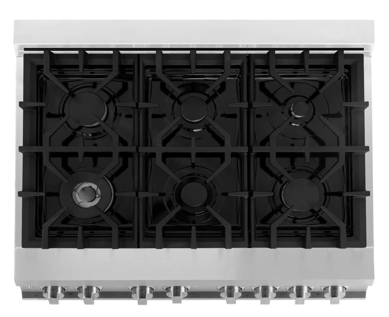 ZLINE 36-Inch Dual Fuel Range with 4.6 cu. ft. Electric Oven and Gas Cooktop and Griddle in Stainless Steel (RA-GR-36)