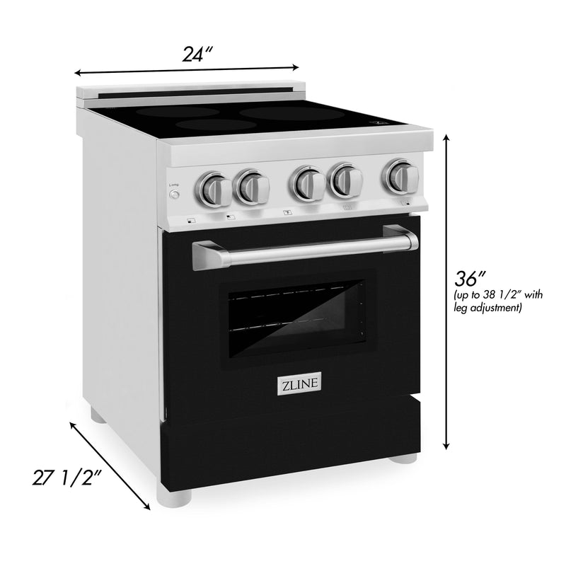 ZLINE 24-Inch 2.8 cu. ft. Induction Range with a 3 Element Stove and Electric Oven in Stainless Steel with Black Matte Door (RAIND-BLM-24)